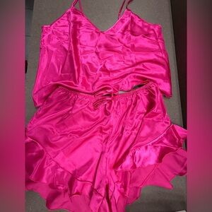 Women's Pink Satin Sleepwear Set
